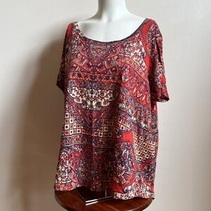 Lucky Brand shirt tribal colors vibrant 100% cotton tee